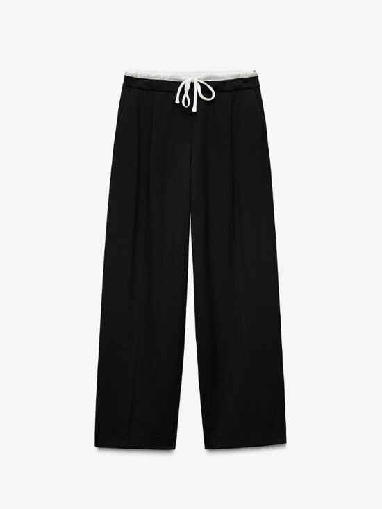 Zara Pants - Zara Double Waist Wide Leg Pants Size XS Black